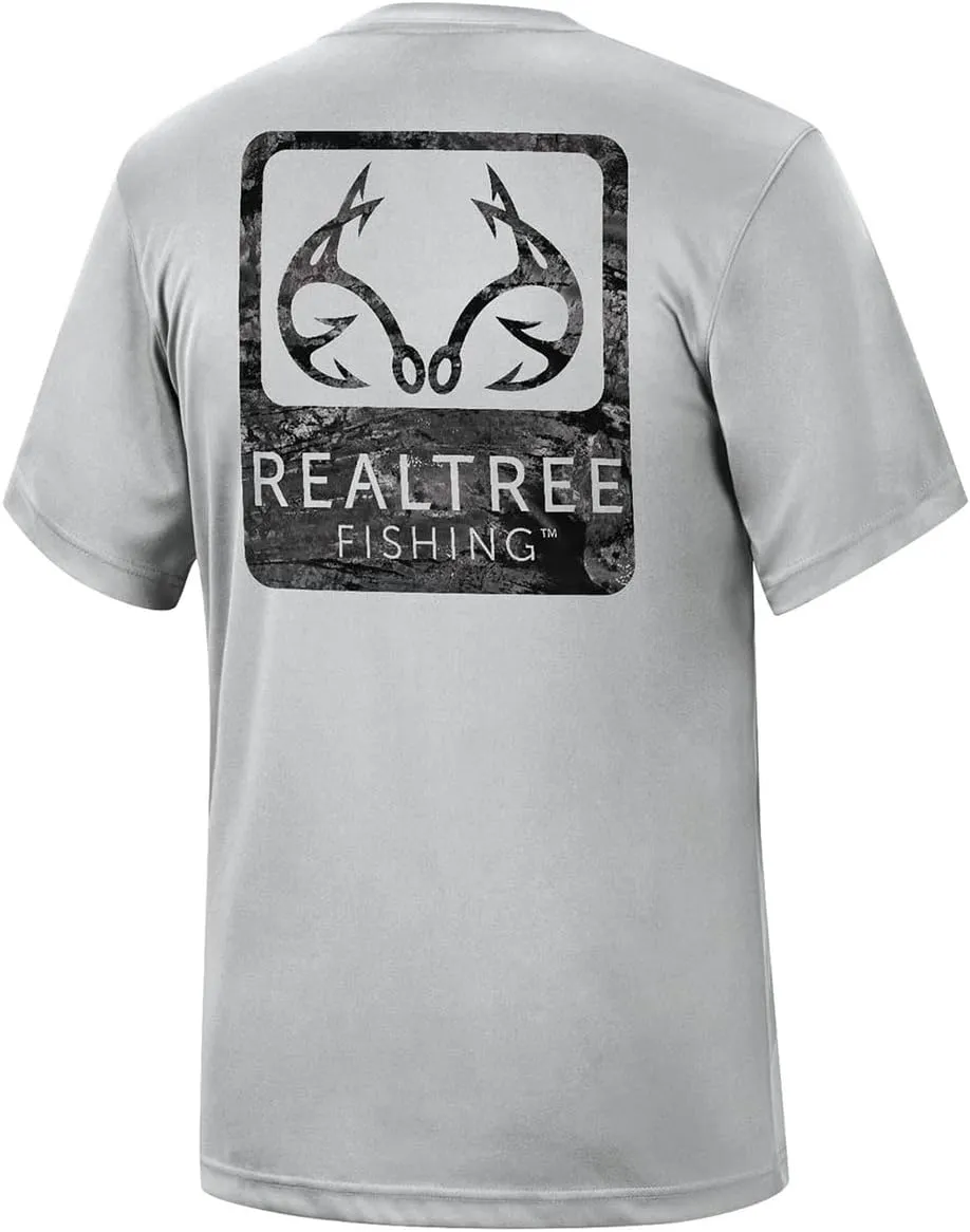 Realtree Men's Fishing Camo Logo | Dry Weave | Moisture Wicking | Sun Protection UPF 50  Short Sleeve Shirts
