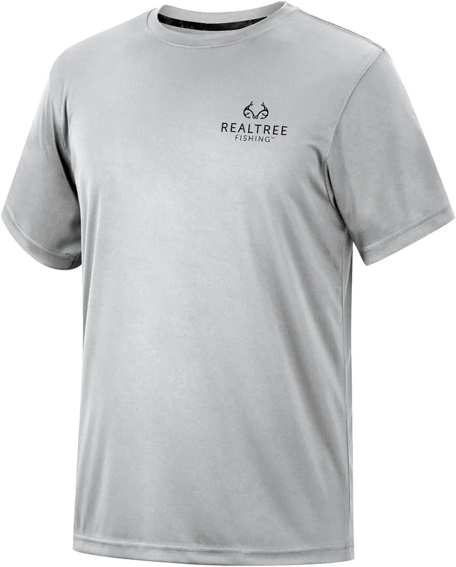Realtree Men's Fishing Camo Logo | Dry Weave | Moisture Wicking | Sun Protection UPF 50  Short Sleeve Shirts