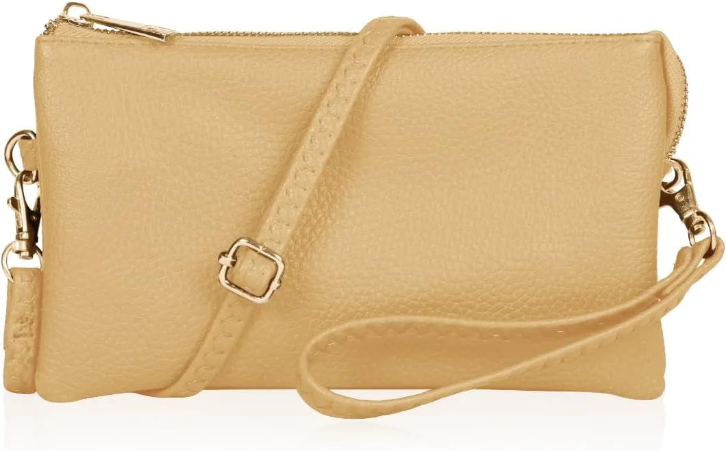 RIAH FASHION Convertible Vegan Leather Wallet Purse Clutch - Small Handbag Phone/Card Slots & Detachable Wristlet/Crossbody