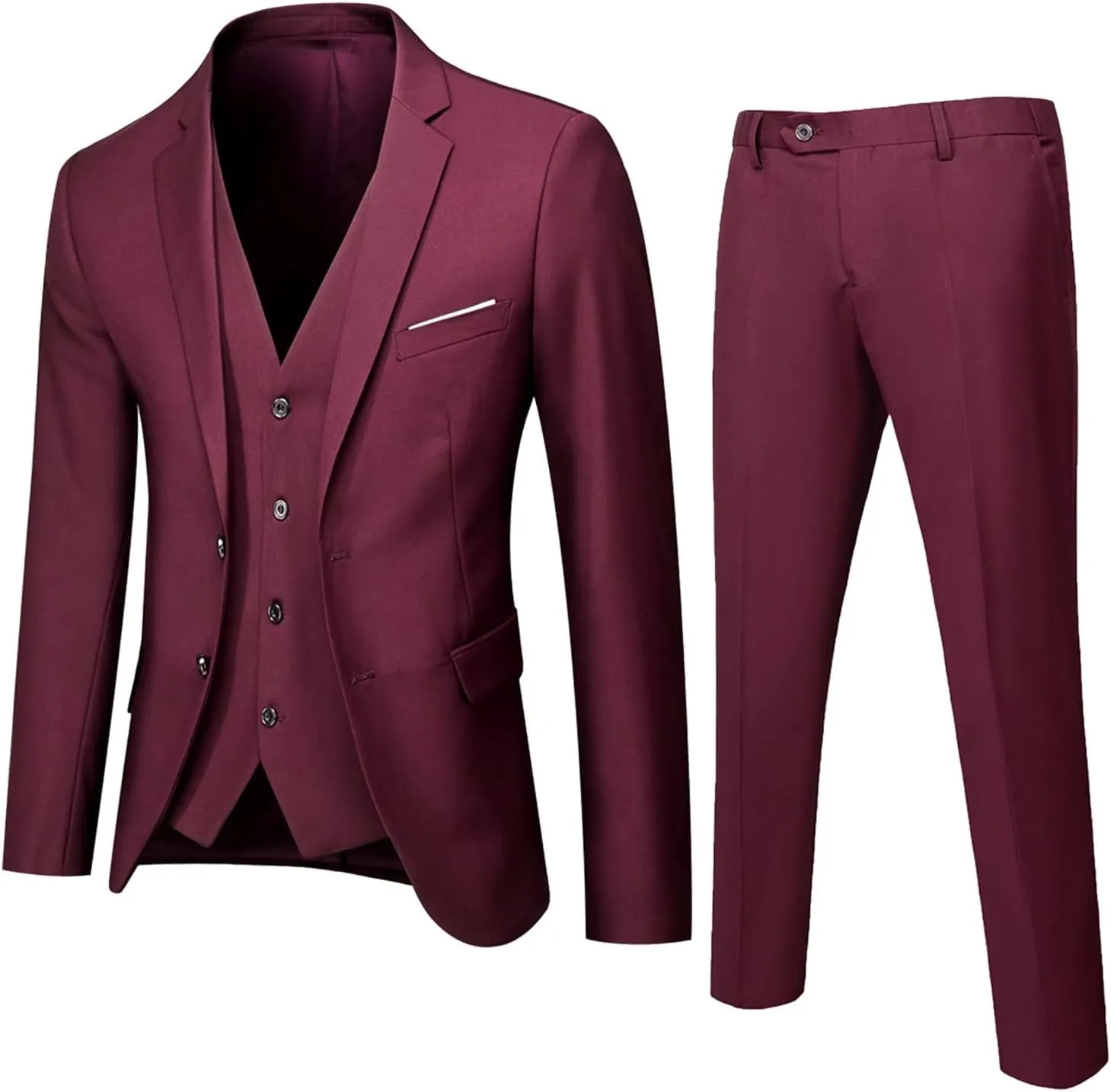 S-6XL Mens 3 Pieces Slim Fit Dress Suits Regular Fit Blazer Jacket & Vest & Pants Formal Sets Big and Tall Wedding Tuxedo