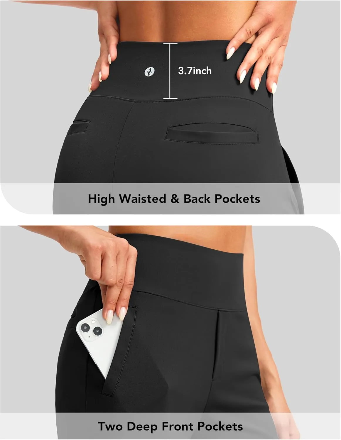 SANTINY Women's 9" High Waisted Bermuda Shorts with 4 Pockets Knee Length Long Shorts for Women Workout Athletic Casual
