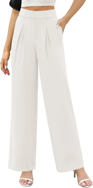 Sarin Mathews Wide Leg Dress Pants Women High Waisted Business Casual Work Pants Long Palazzo Trousers with Pockets