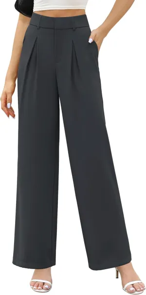 Sarin Mathews Wide Leg Dress Pants Women High Waisted Business Casual Work Pants Long Palazzo Trousers with Pockets