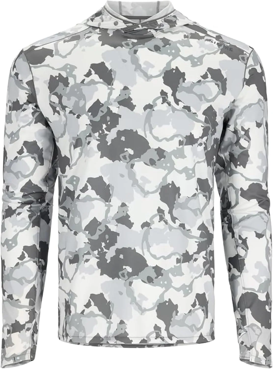 Simms SolarFlex UPF 50  Shirt - Premium Sun Protection Hoodie for Men, Lightweight, Quick-Dry, Breathable Outdoor Apparel for Men (Regiment Camo Cinder, XX-Large)