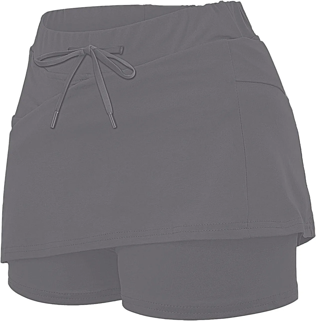 Skort for Women Plus Size Drawstrings High Waisted Athletic Tennis Skirts Tummy Control Yoga Shorts with Pockets