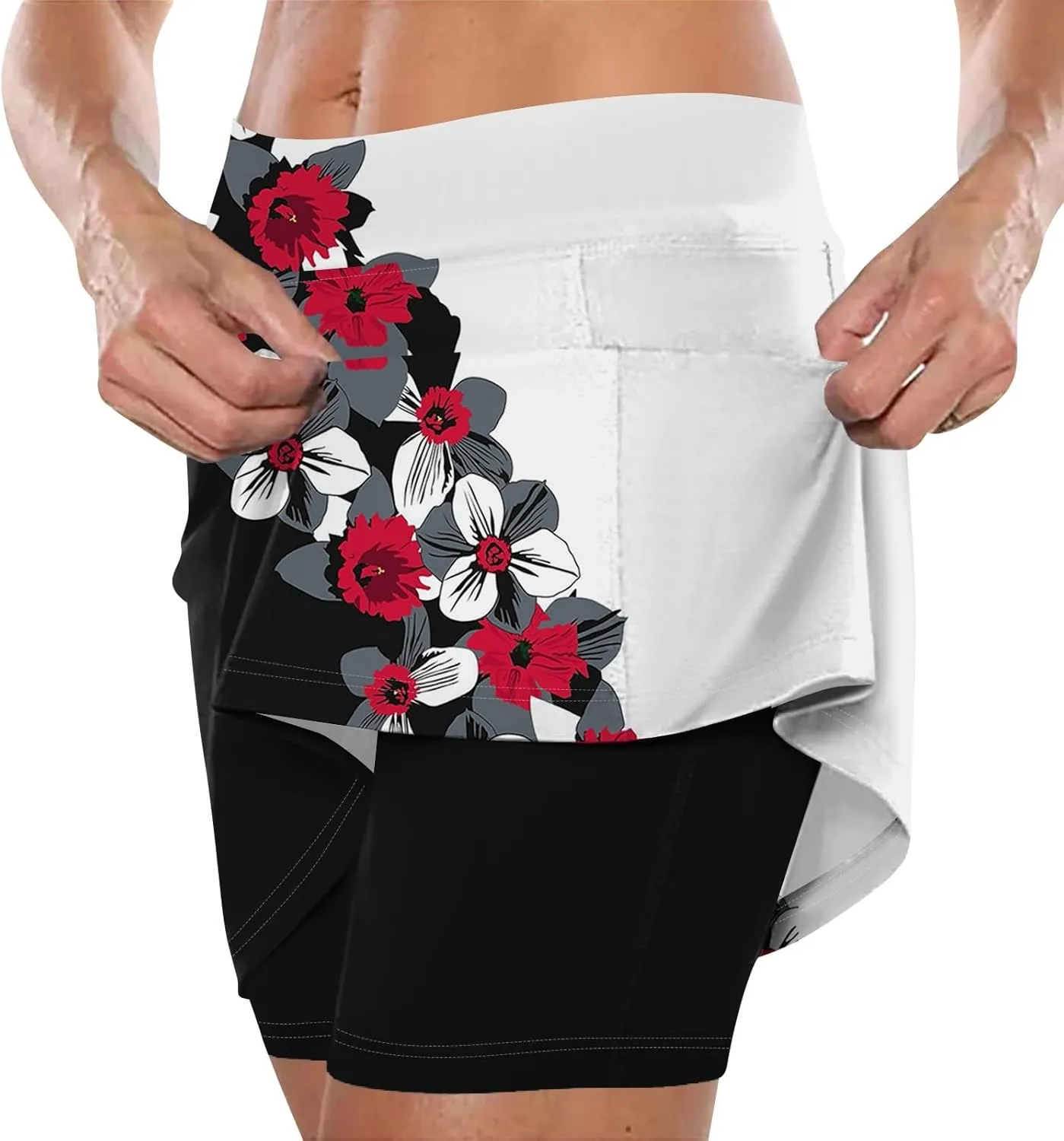 Skorts for Woman High Waisted Inner Shorts Athletic Skirts Running Tennis Golf Workout Sports Skorts with Pockets