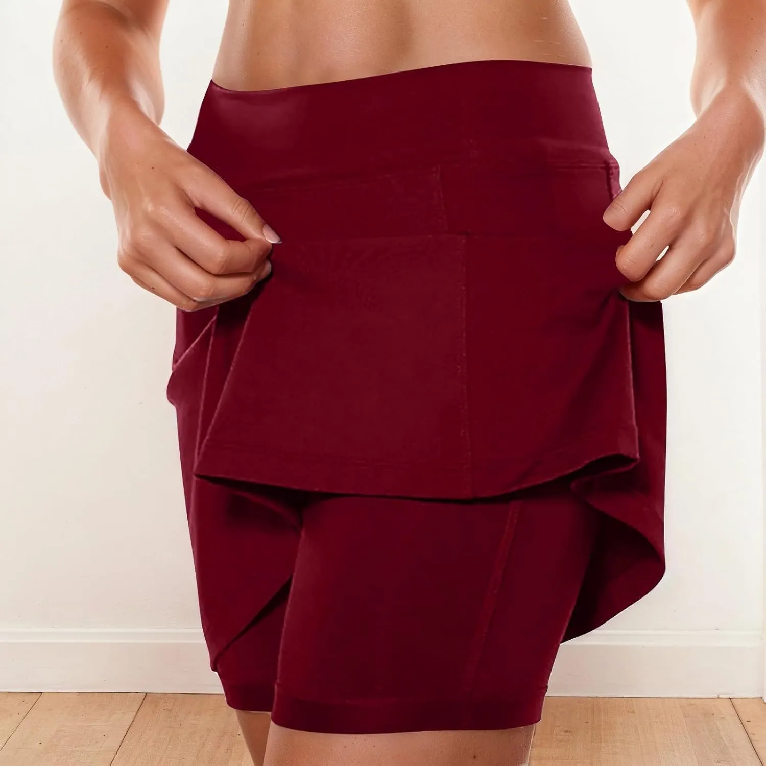 Skorts for Women with Pockets High Waist Tummy Control Yoga Shorts Casual Athletic Tennis Mini Skirt with Shorts Underneath