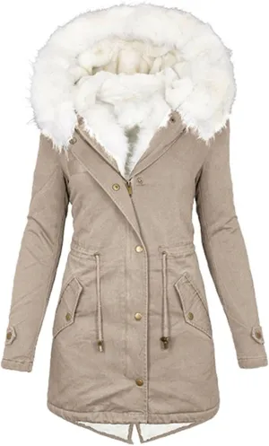 SMIDOW Womens Warm Winter Coats Trendy 2023 Fuzzy Fleece Lined Long Parka Thicken Jackets Outwear With Faux-Fur Hood