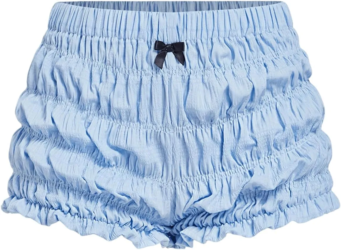 SOLY HUX Women's Ruffle Shorts Y2k Lace Lolita Bloomers Elastic Waist Frill Bottoms Micro Boyshorts
