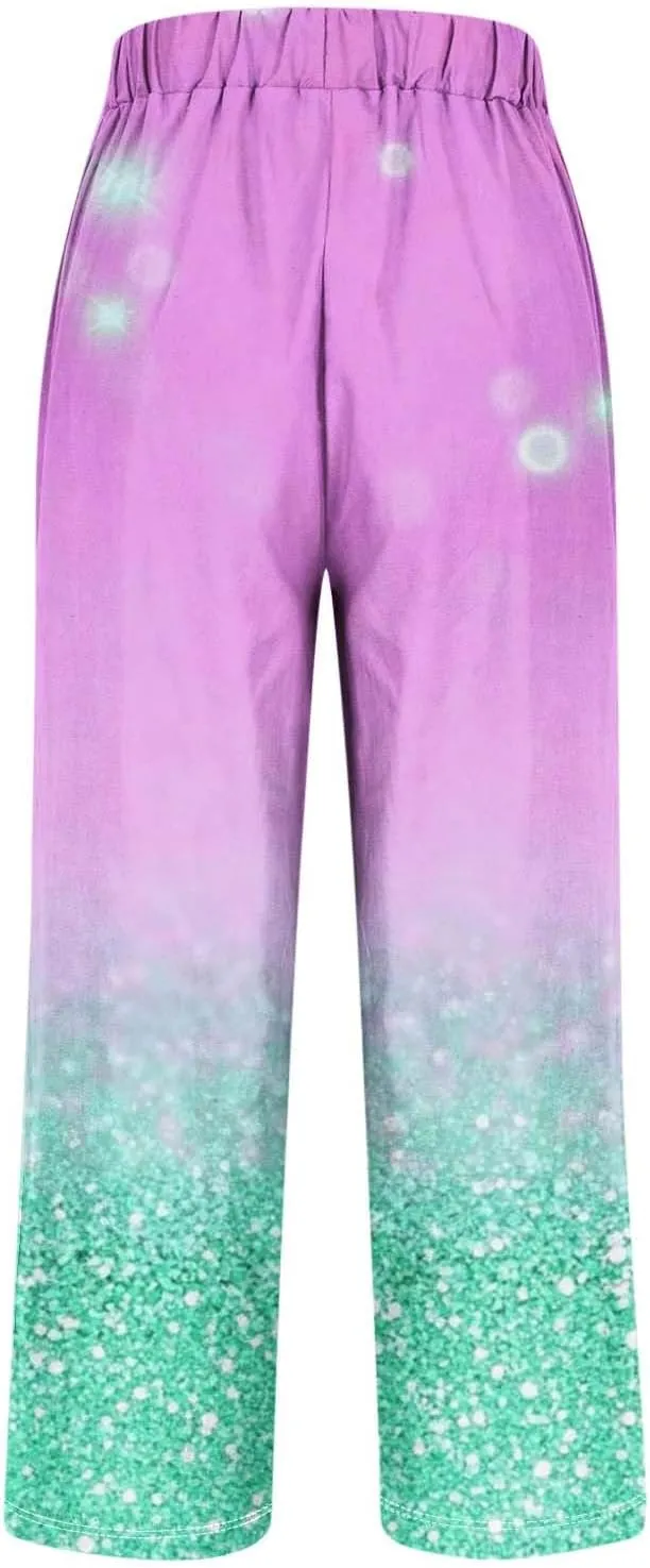 Summer Boho Cotton Linen Pant for Women, Lightweight Elastic Waist Baggy Casual Trousers with Pockets
