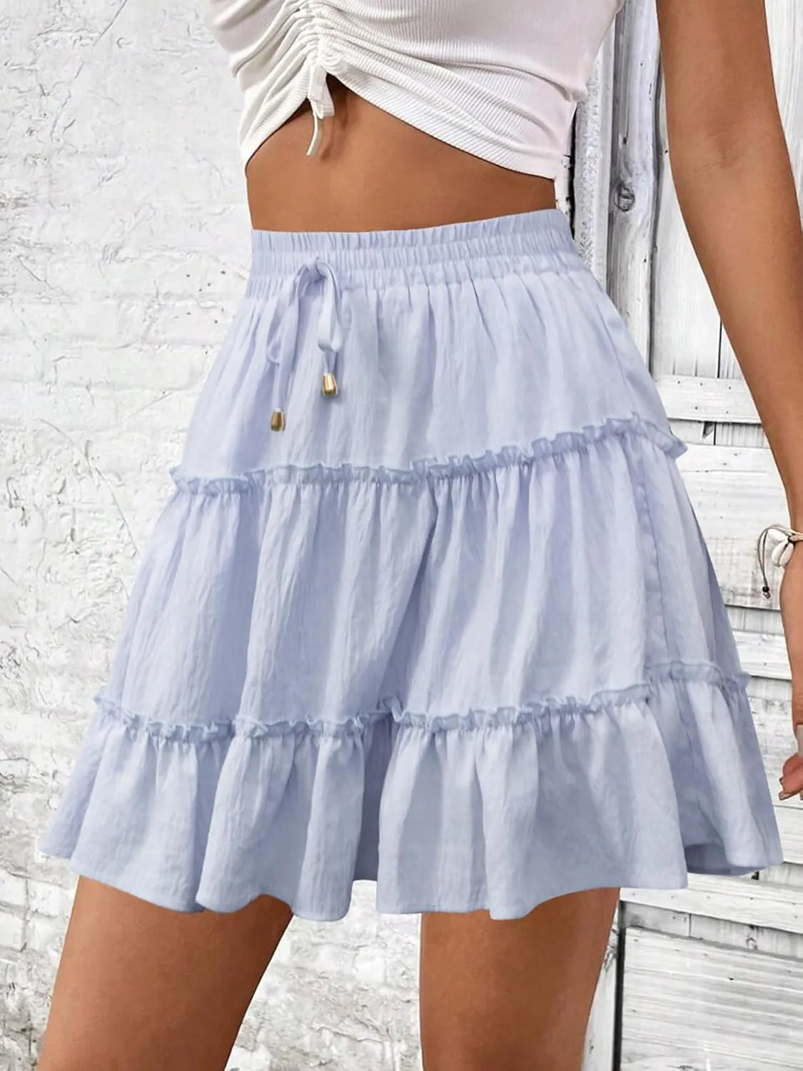 Summer Flowy Shorts for Women Casual Boho Skorts Floral Ruffled Tiered High Waist Mini Skirts 2025 Tennis Golf