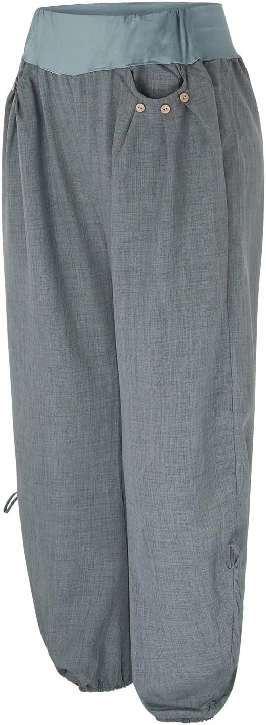 Summer Pants for Girls Plus Size Casual Waisted Baggy Pants with Pockets Solid Sweatpants Cotton Pants for Women