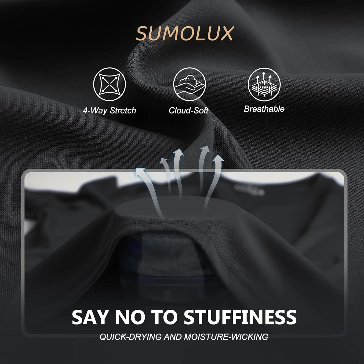Sumolux 5 Pack Mens Active Crew Neck T Shirts Quick Dry Athletic Running Gym Workout Short Sleeve Tee Tops Bulk