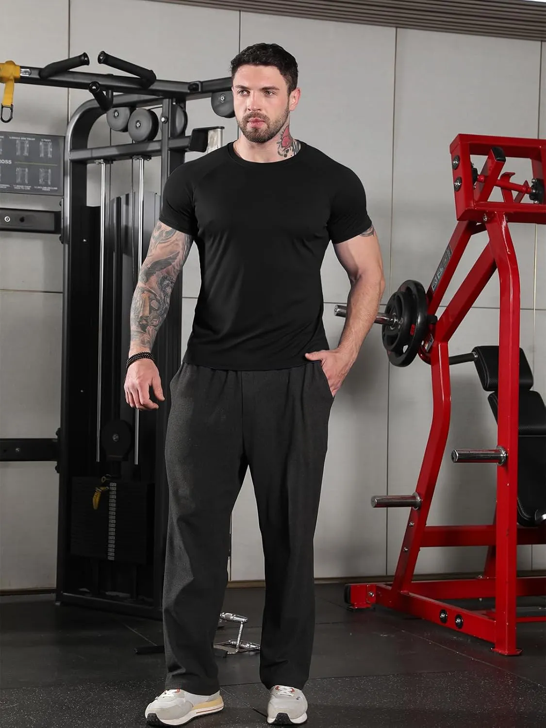 Sumolux 5 Pack Mens Active Crew Neck T Shirts Quick Dry Athletic Running Gym Workout Short Sleeve Tee Tops Bulk
