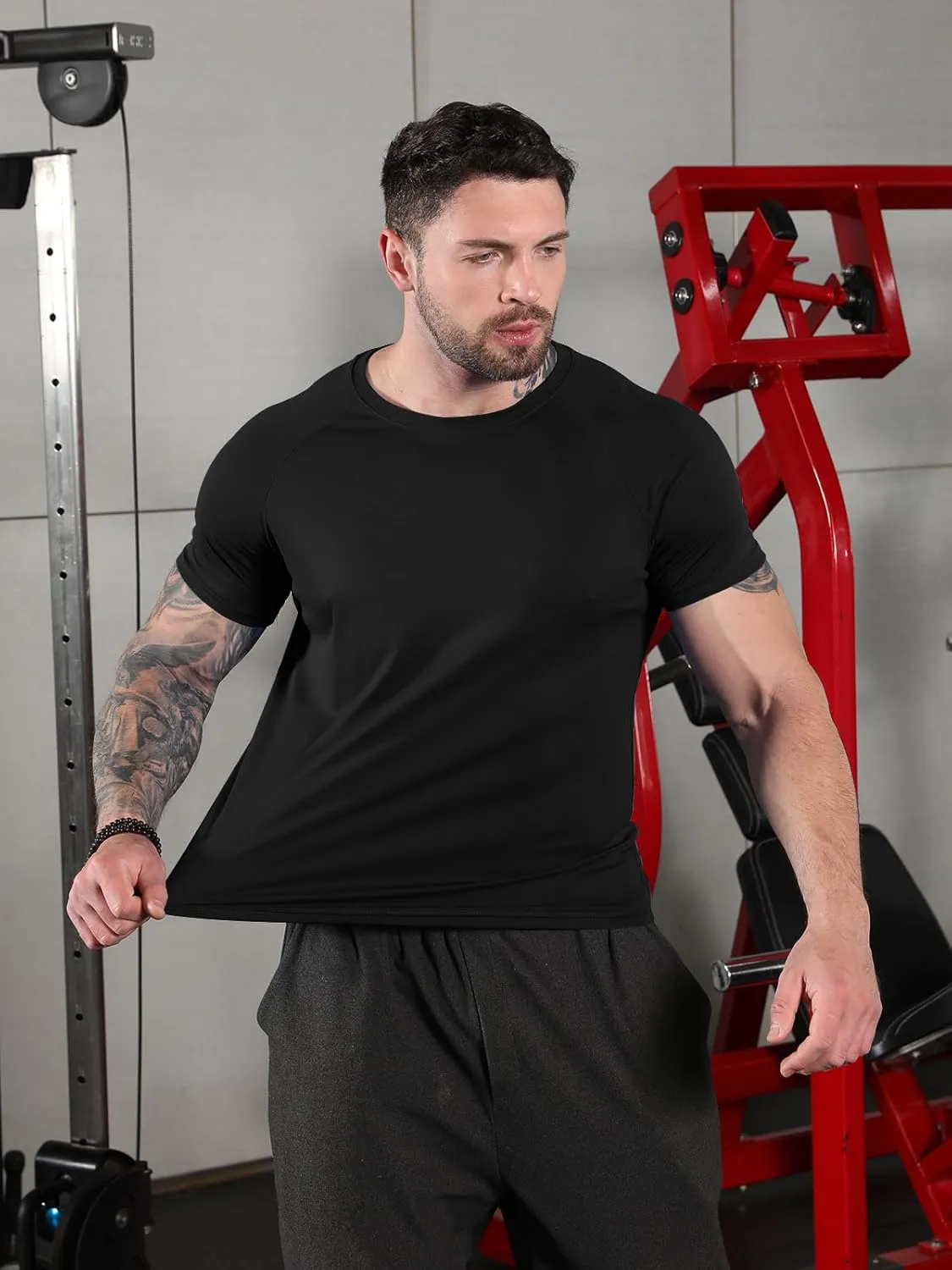Sumolux 5 Pack Mens Active Crew Neck T Shirts Quick Dry Athletic Running Gym Workout Short Sleeve Tee Tops Bulk