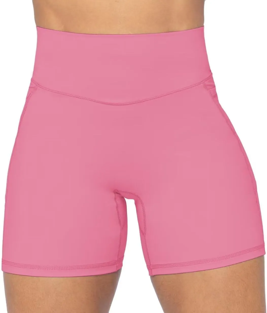 Sunzel No Front Seam Biker Shorts for Women with Pockets, Yoga Workout Gym Bike Shorts with Tummy Control