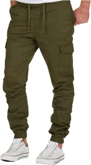 SUWBMHWE Mens Cargo Pants Muti-Pockets Jogger Work Chino Slim Fit Casual Pants Hiking Work Sweatpants