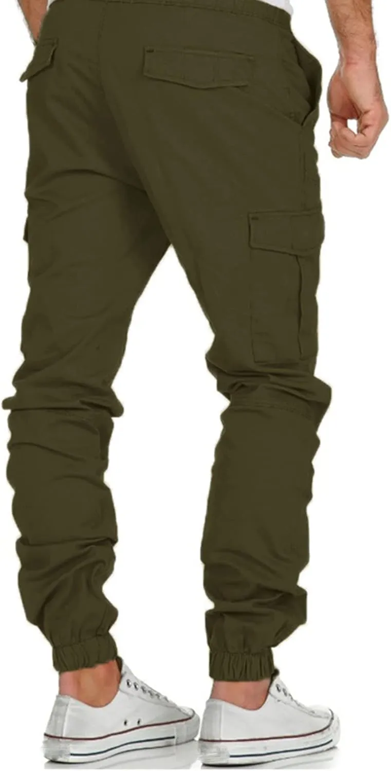 SUWBMHWE Mens Cargo Pants Muti-Pockets Jogger Work Chino Slim Fit Casual Pants Hiking Work Sweatpants