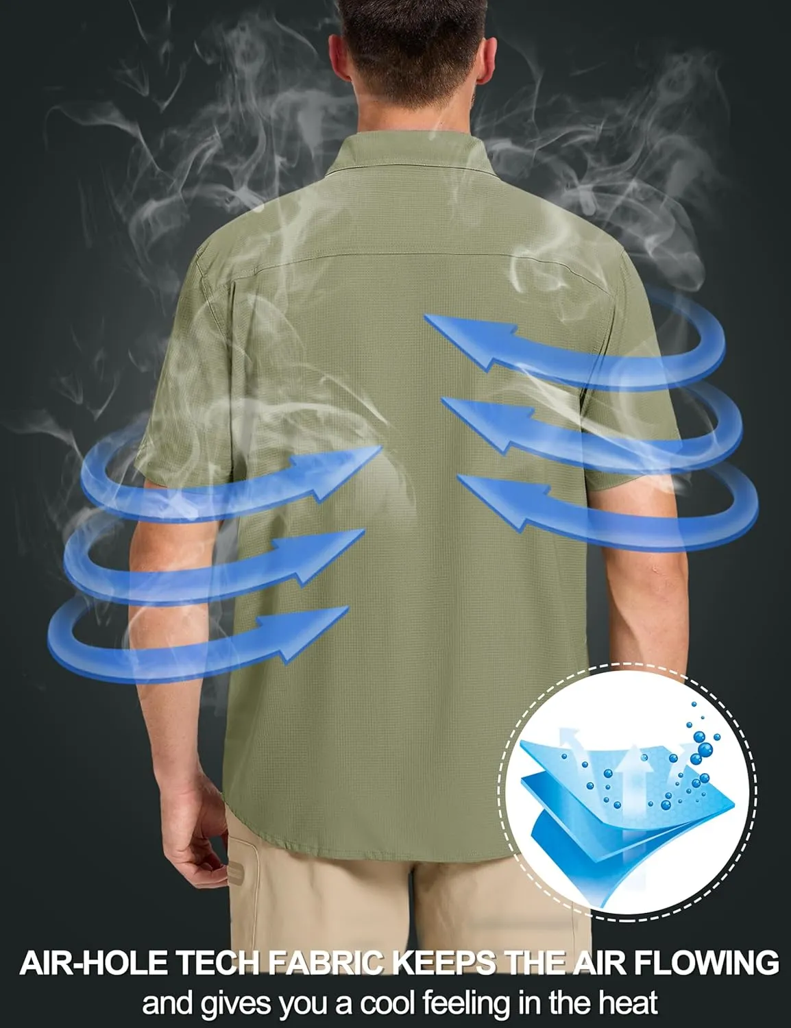 TACVASEN Fishing Shirts for Men Cool Hiking Shirt Button Up Short Sleeve SPF UPF 50  Sun Shirt Quick Dry for Tactical