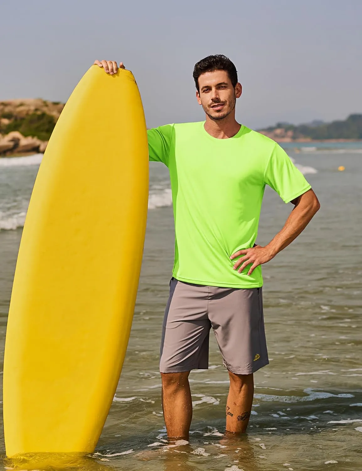 TACVASEN Swim Shirts for Men Rash Guard SPF Short Sleeve Sun T-Shirt UPF 50 Quick Dry Lightweight Fishing Water Shirt
