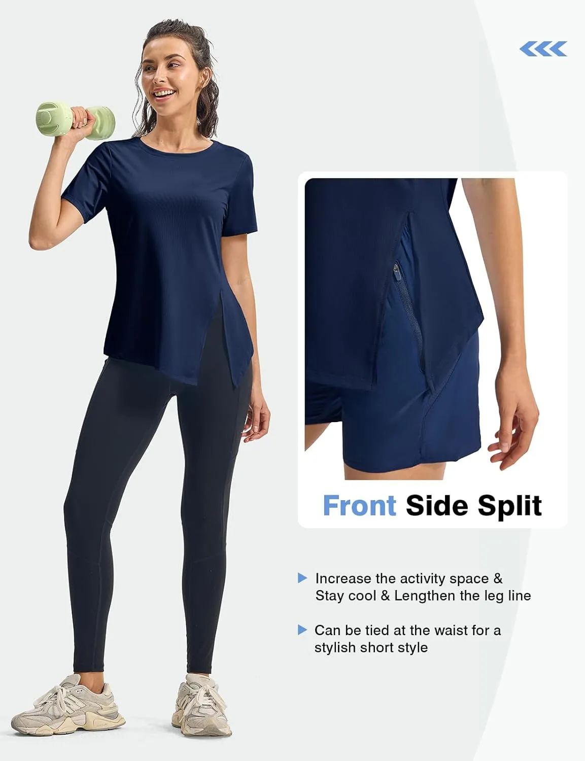 TBMPOY Women's Short Sleeve Workout Tops T-Shirts Breathable Quick Dry UPF 30  Athletic Exercise Tee Shirts with Side Slits