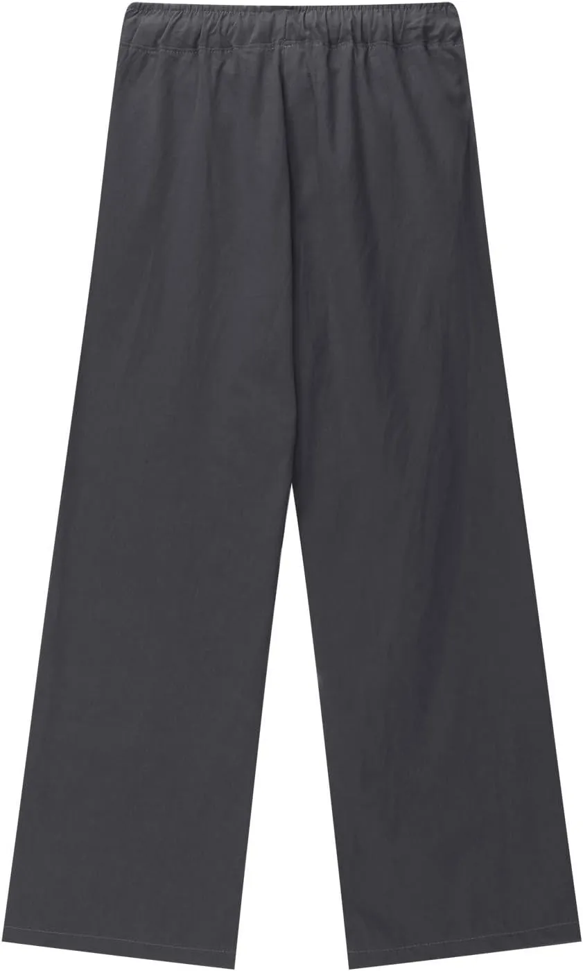 Teen Girls Casual Cotton Linen Pants Lightweight Summer Wide Leg Pant Loose Elastic Waist Plus Size Lounge Long Trousers