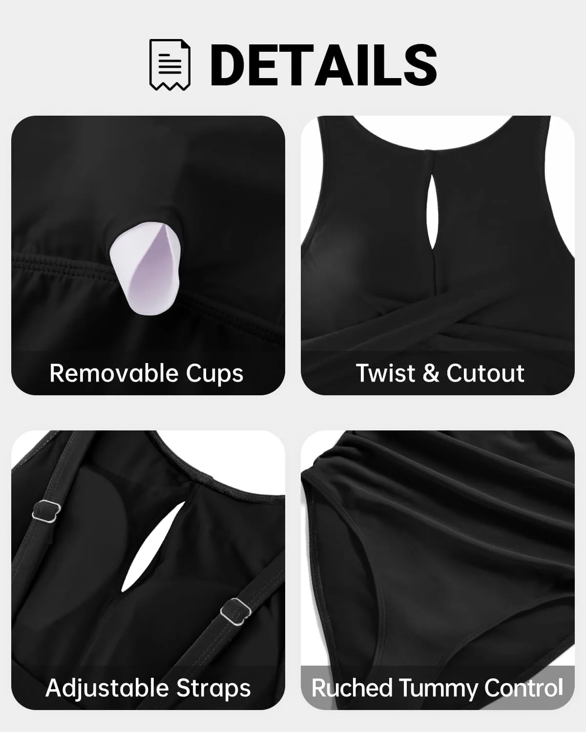 Tempt Me Women One Piece Swimsuits Tummy Control Bathing Suits High Neck Cutout Twist Front Swimwear