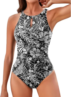 Tempt Me Women One Piece Swimsuits Tummy Control Bathing Suits High Neck Cutout Twist Front Swimwear
