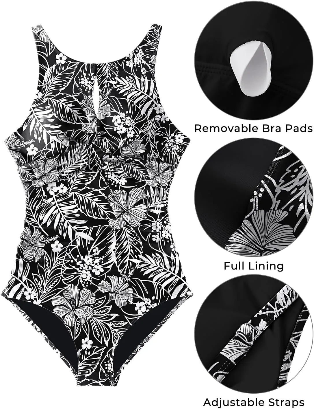 Tempt Me Women One Piece Swimsuits Tummy Control Bathing Suits High Neck Cutout Twist Front Swimwear