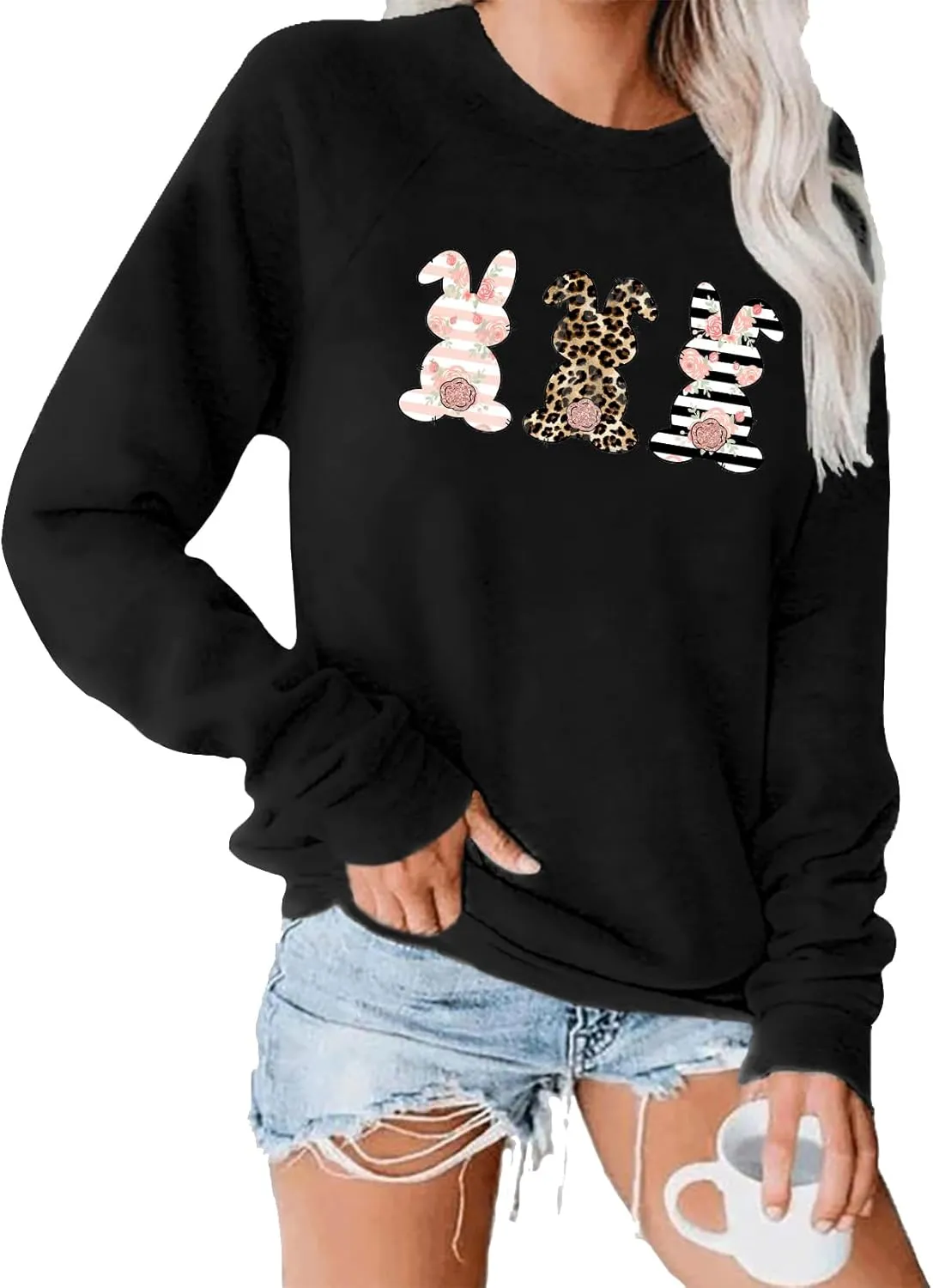 tiqwova Women Vintage Printed Long Sleeve Pullover Sweatshirt, Loose Caual Shirt Tops for Womens