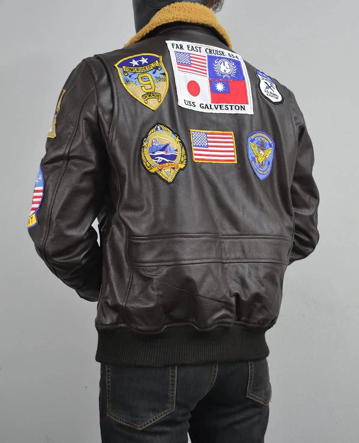 Top Jacket For Men - Tom Gun G1 Bomber Maverick Aviator Real Leather Fur Collar Flight Jacket - Cruise Brown Leather Jacket