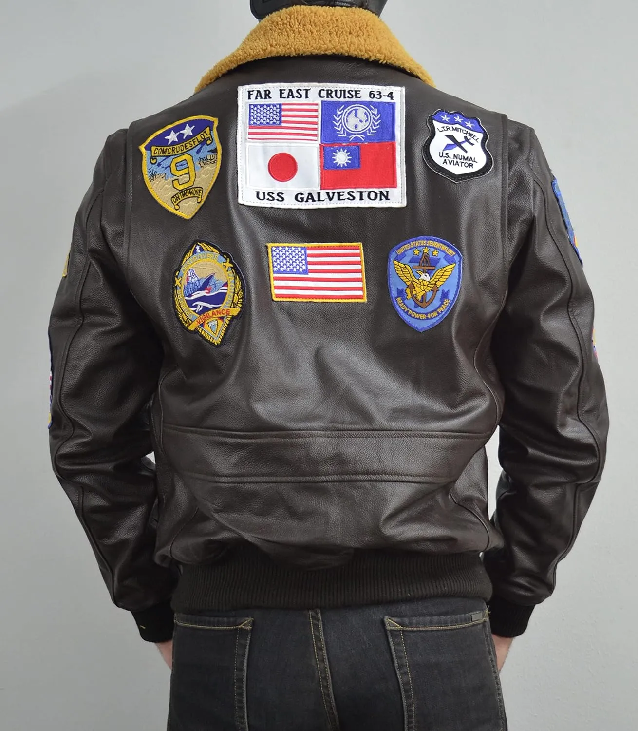 Top Jacket For Men - Tom Gun G1 Bomber Maverick Aviator Real Leather Fur Collar Flight Jacket - Cruise Brown Leather Jacket