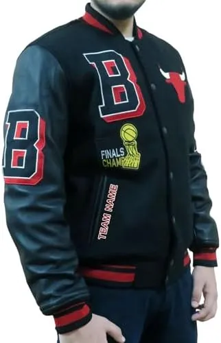 Trifoliate Custom Basketball Chicago Varsity Jackets - ChiTown Black Sports Print Your Name Wool Letterman Jacket For Men