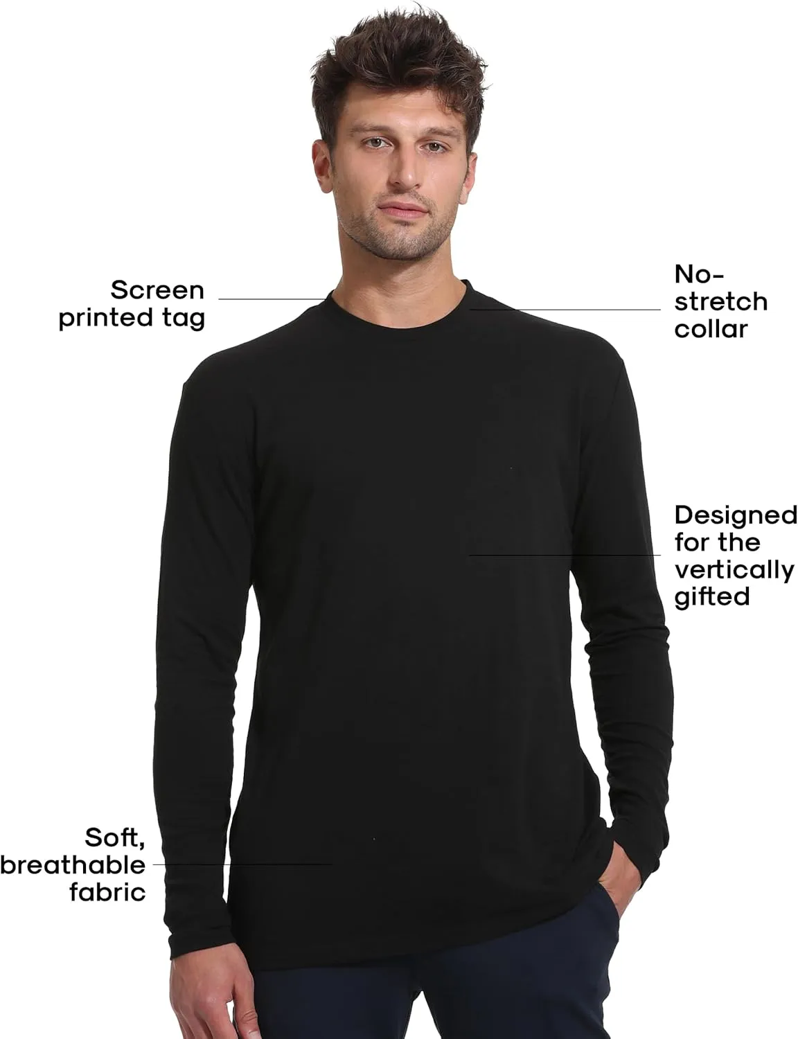 True Classic Mens Long Sleeve Tee Shirts - Classic Henley & Crew Neck Long Sleeve T Shirt - Regular and Tall Thermal Shirts
