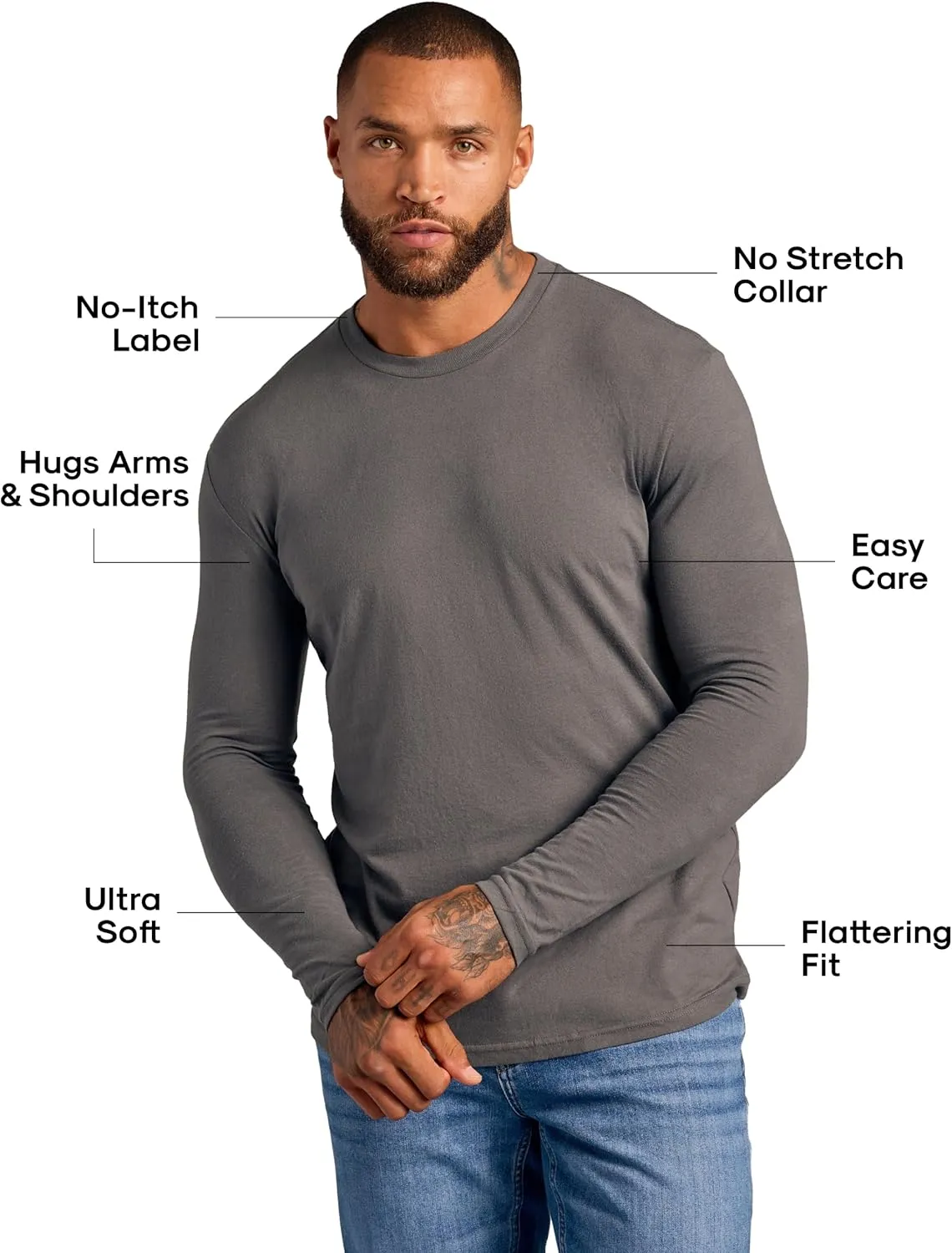 True Classic Mens Long Sleeve Tee Shirts - Classic Henley & Crew Neck Long Sleeve T Shirt - Regular and Tall Thermal Shirts