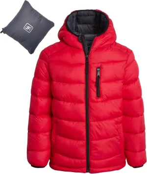 URBAN REPUBLIC Boys Foldable Hooded Jacket  Insulated Weather Resistant Bubble Puffer Windbreaker Coat for Boys Sizes 4-20