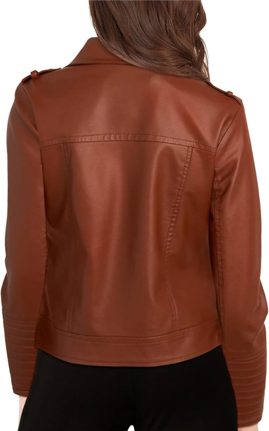 URBAN REPUBLIC Women's Leather Jackets, Faux Motorcycle Moto Biker Coat Short Lightweight Vegan Pleather Fashion