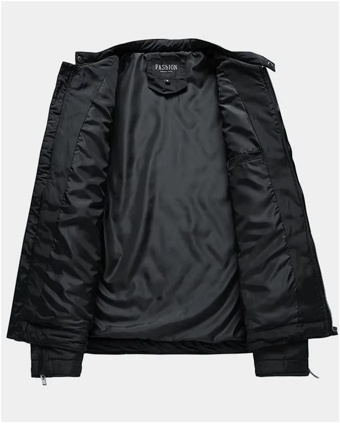 utcoco Mens Quilted Jacket Stand Collar Zip Up Lightweight Padded Down Jacket Winter Coat with Zippered Pocket