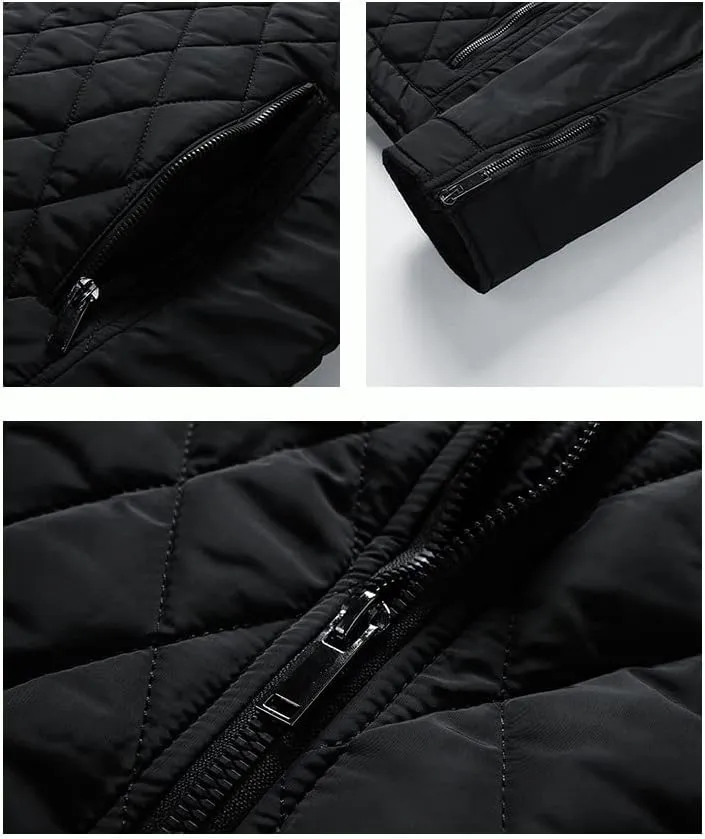 utcoco Mens Quilted Jacket Stand Collar Zip Up Lightweight Padded Down Jacket Winter Coat with Zippered Pocket