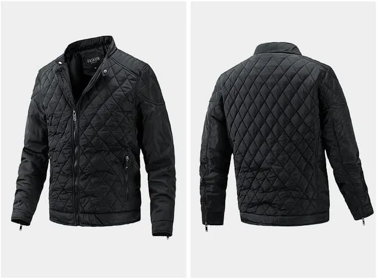 utcoco Mens Quilted Jacket Stand Collar Zip Up Lightweight Padded Down Jacket Winter Coat with Zippered Pocket
