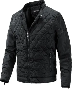 utcoco Mens Quilted Jacket Stand Collar Zip Up Lightweight Padded Down Jacket Winter Coat with Zippered Pocket