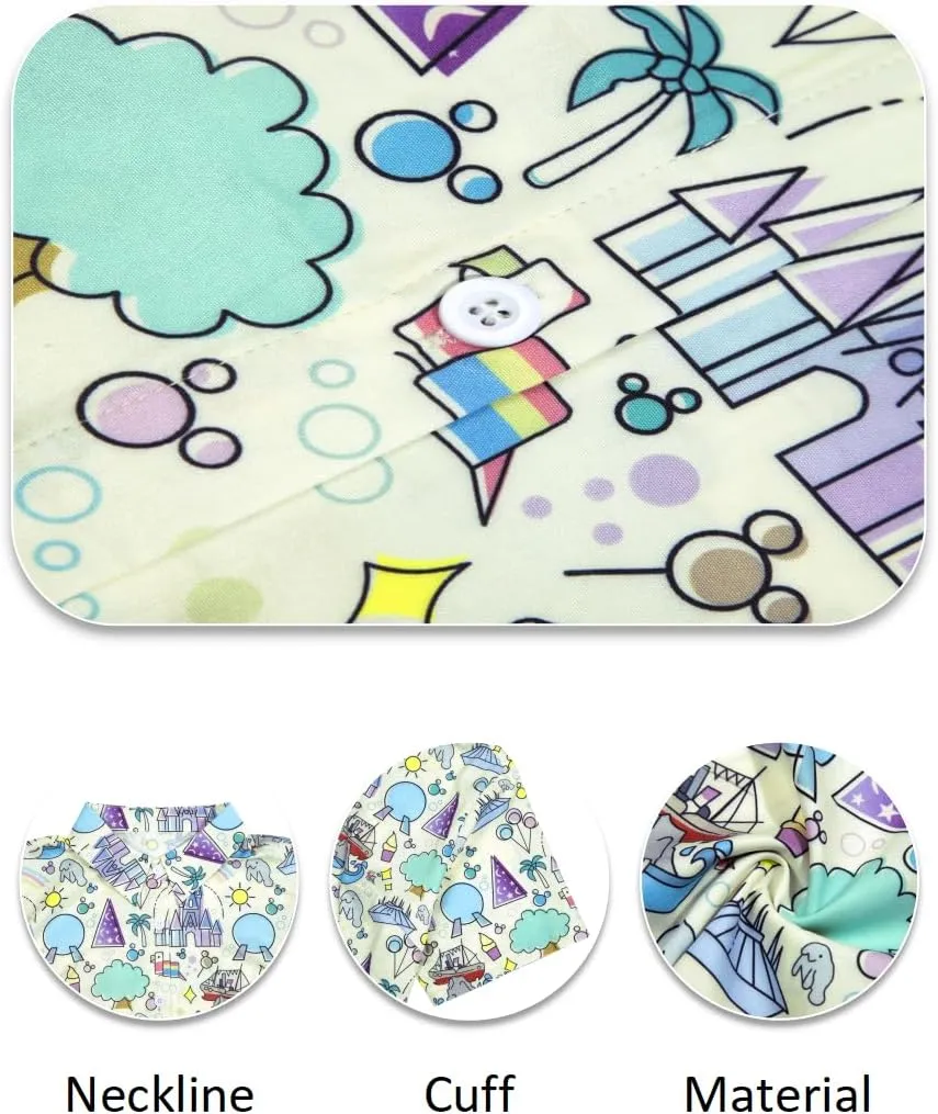 VILOVE Magical Shirt for Women Magic Hawaiian Shirts Princess Tshirt Funny Castle Graphic Family Vacation Button Up Tops