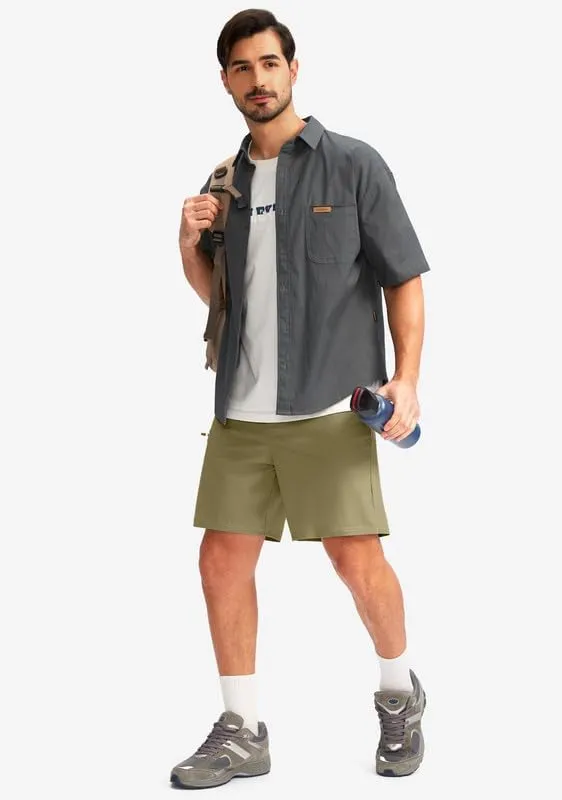 Viodia Men's 7" Golf Shorts with 5 Pockets Elastic Waist Dry Fit Stretch Shorts for Men Hiking Casual Athletic