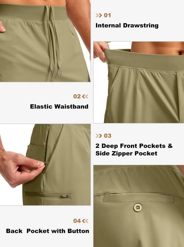 Viodia Men's 7" Golf Shorts with 5 Pockets Elastic Waist Dry Fit Stretch Shorts for Men Hiking Casual Athletic