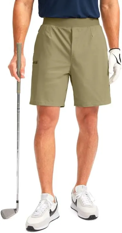 Viodia Men's 7" Golf Shorts with 5 Pockets Elastic Waist Dry Fit Stretch Shorts for Men Hiking Casual Athletic