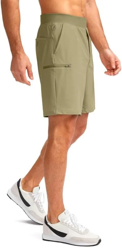 Viodia Men's 7" Golf Shorts with 5 Pockets Elastic Waist Dry Fit Stretch Shorts for Men Hiking Casual Athletic