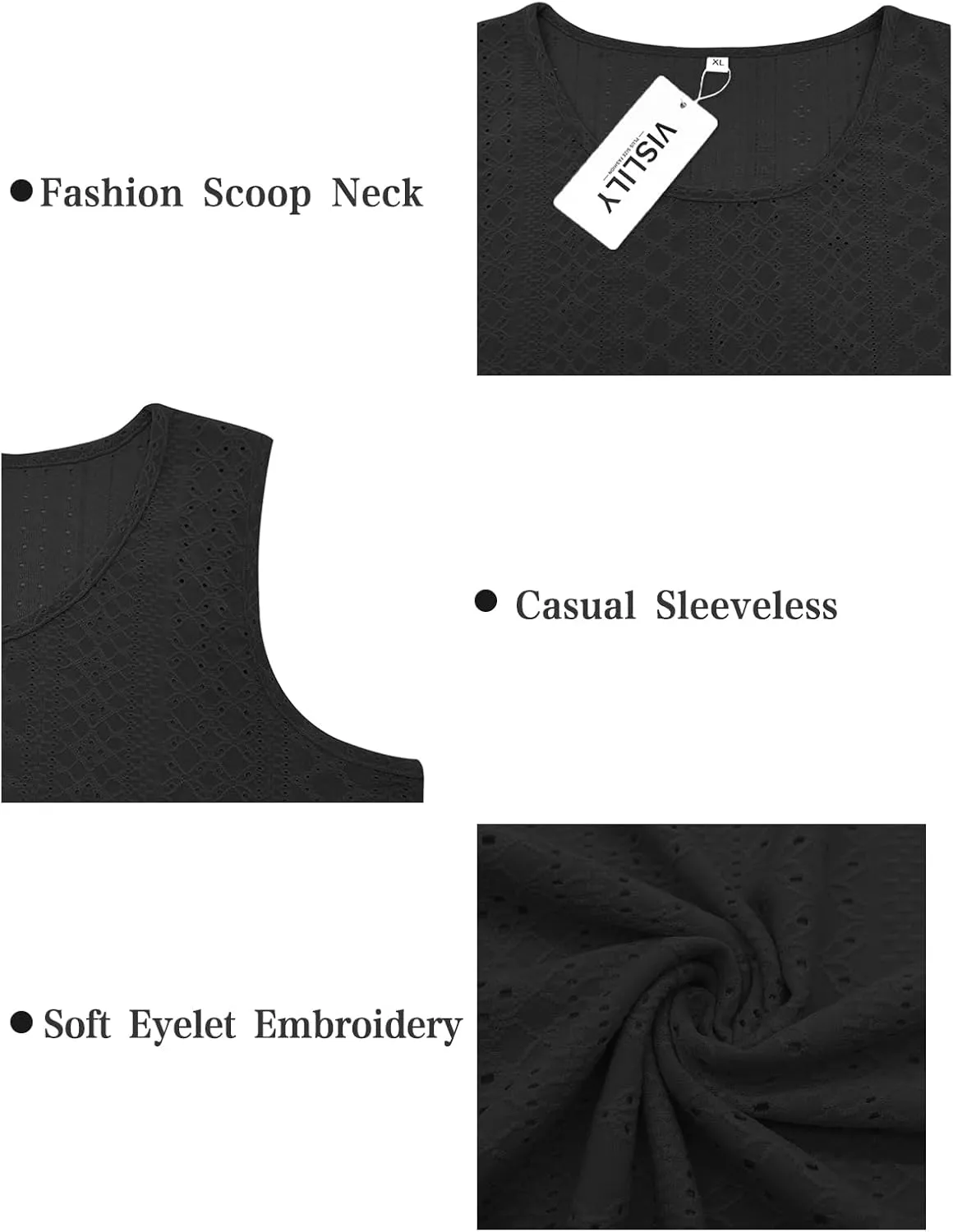 VISLILY Womens-Plus-Size-Summer-Tank-Tops Scoop Neck Camisole Sleeveless T Shirts Flowy Eyelet Embroidery Tunics Tee XL-5XL