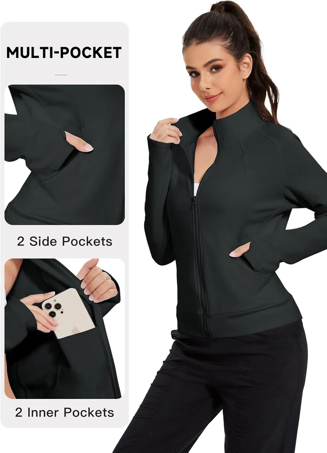 VUTRU Casual Jacket for Women Fleece Zip Up Jacket Tops Long Sleeve Fall Coat Trendy