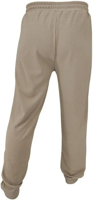 Waffle Pants for Men Plus Size Drawstring Elastic Waist Trousers with Pockets Summer Loose Lightweight Beach Pant