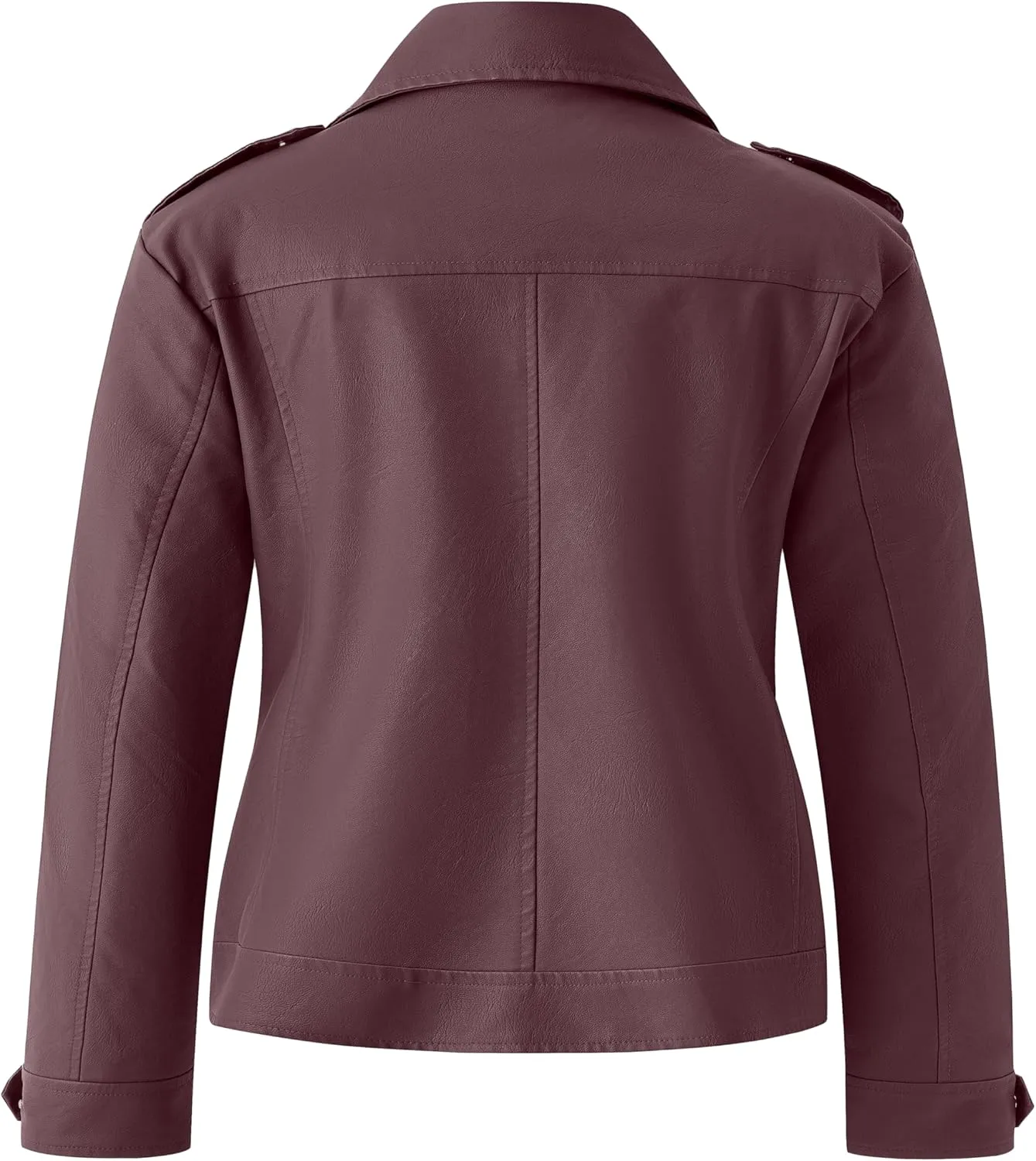 wantdo Women's Plus Size Faux Leather Jacket Lapel Collar Moto Biker Short Coat Jacket